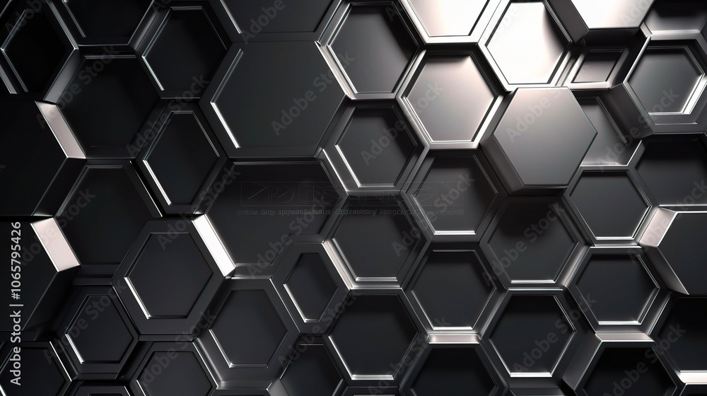 Poster modern hexagonal pattern in dark background