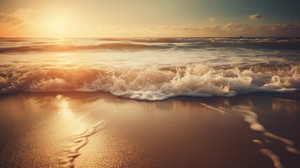 Fototapeta premium Serene Sunset Over Gentle Ocean Waves