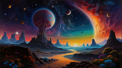 Fantasy. Beautiful views of super distant galaxies taken from the mind and written for artificial intelligence. ;)