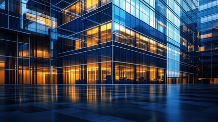 Modern office building in the evening