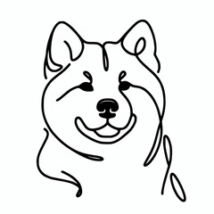 Obraz premium Akita inu line silhouette vector illustration, minimalist dog face design element