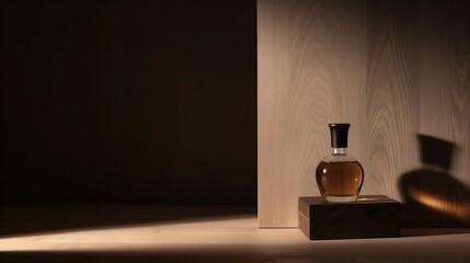 Elegant Perfume Bottle on Wooden Surface