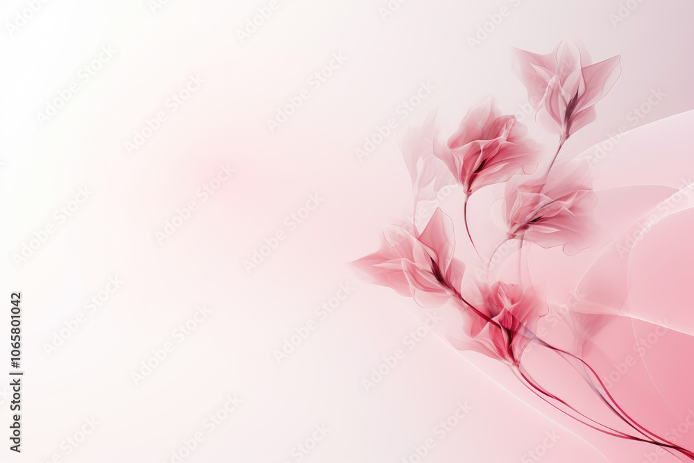 Aufkleber this image features delicate blossoms with translucent pink petals against a soft gradient backgroun