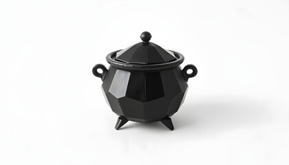 Black Cauldron For Witches on a White Background isolated with white highlights, png
