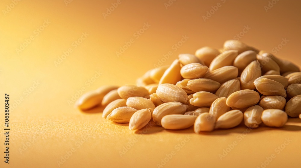 Poster close up view pine nuts showcased vibrant backdrop capturing intricate details and textures low key 