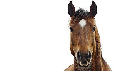 Fototapeta premium Beautiful portrait of a domestic stallion with a flowing mane isolated against a simple background, equine beauty in a single frame that highlights this majestic animal's elegance natural presence