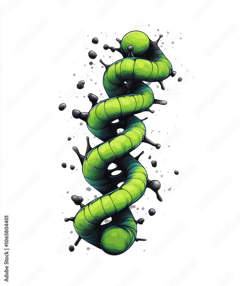 Poster colorful abstract twisting structure dna with organic forms