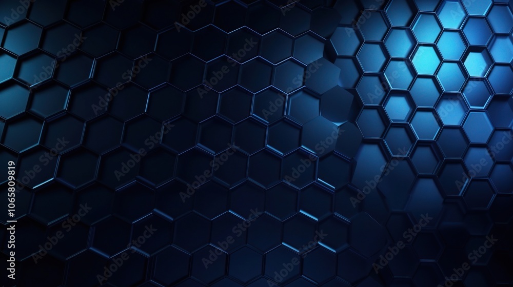 Poster dark blue hexagonal pattern background
