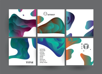 Abstract geometric pattern background for brochure cover design. Blue, yellow, red, orange, pink and green vector banner template	