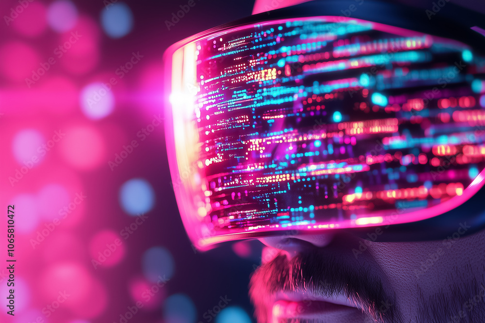 Aufkleber a person engages in a captivating virtual reality experience showcasing colorful digital patterns