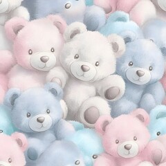 Cute Teddy Bear Seamless Pattern