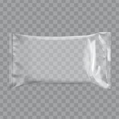 Realistic transparent Blank template Packaging Foil wet wipes Pouch Medicine. Food Packing Coffee, Salt, Sugar, Pepper, Spices, Sweets. Template For Mock up Your Design. vector illustration.
