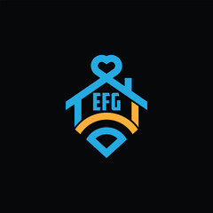 Connection Home Symbol With Letter EFG