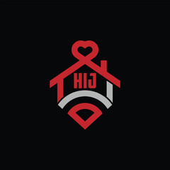 Connection Home Symbol With Letter HIJ
