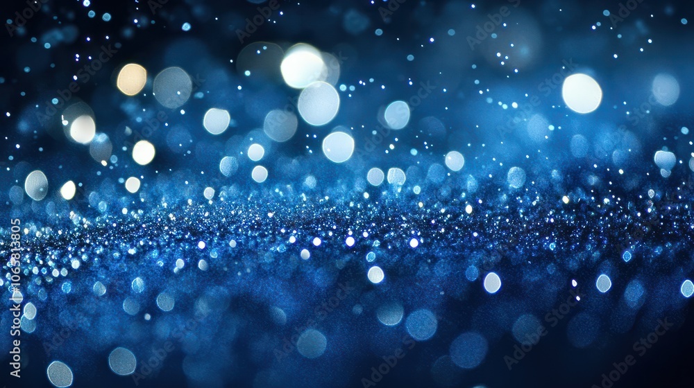 Poster background with blue bokeh and snowflake droplets, ideal for new year and christmas themes, featurin