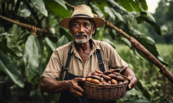 Farmer on a cocoa plantation.