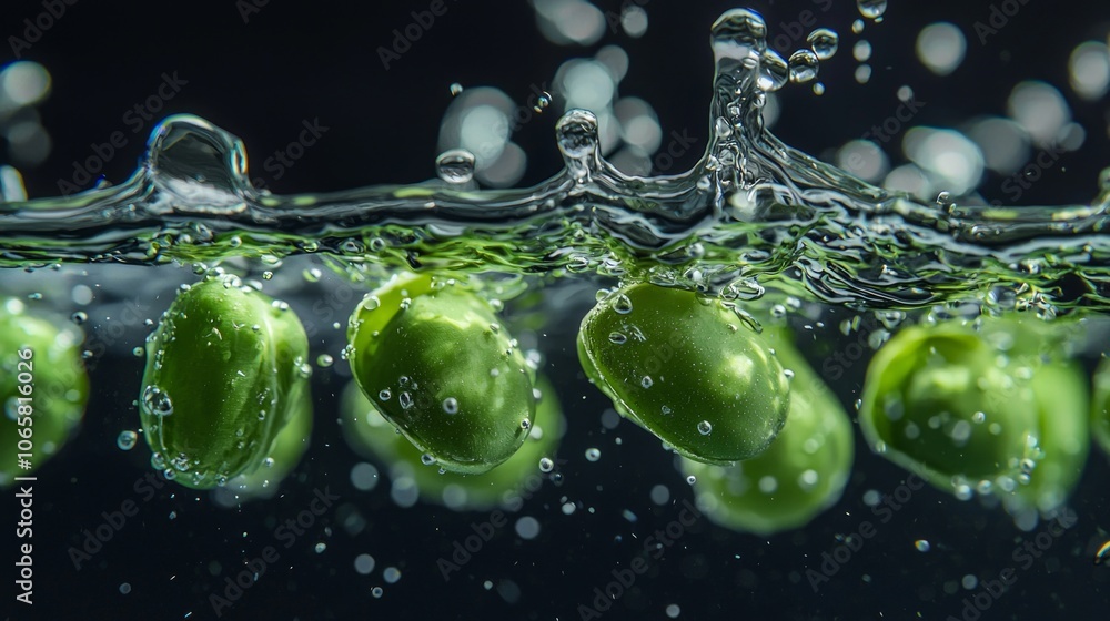 Poster pea groats elegantly float underwater piece isolated and highlighted dark surface creating stunning 