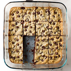 chocolate chip cookie bars in a dish