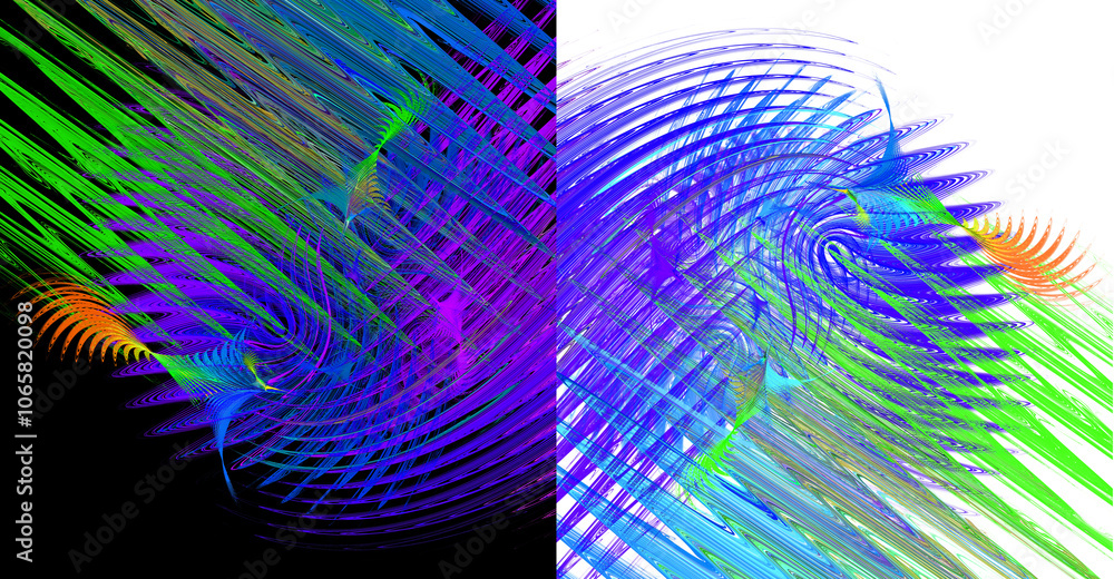 Poster abstract striped dynamic colorful background. blue, green and orange parallel zigzags and wavy strip