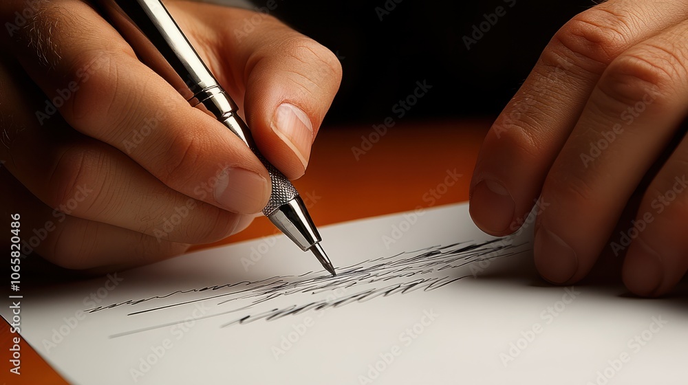 Aufkleber close-up view of two hands signing a contract in an ambient light setting, symbolizing agreement and
