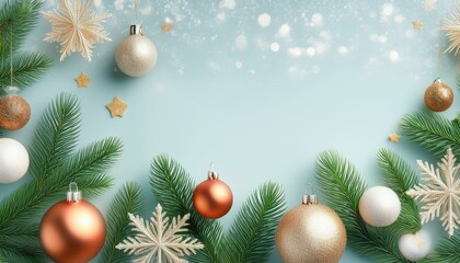 Panoramic banner with Christmas decorations. Vector