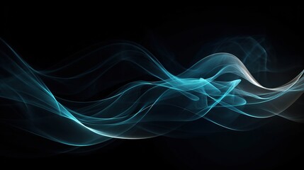 Fototapeta premium Abstract Blue Waves on Black Background
