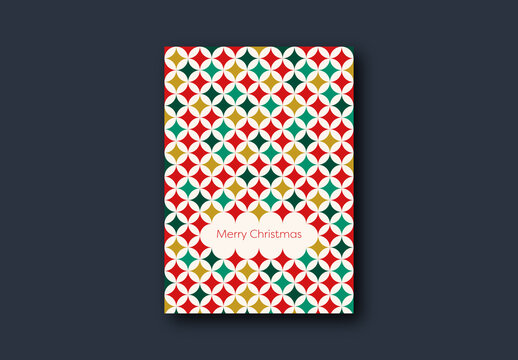Christmas Card Template with Geometric Star Pattern