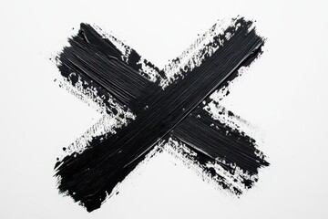 white background, brush strokes with black paint, two crossed lines.AI Generation