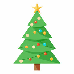 Fototapeta premium lighting Christmas tree vector style with withe background 