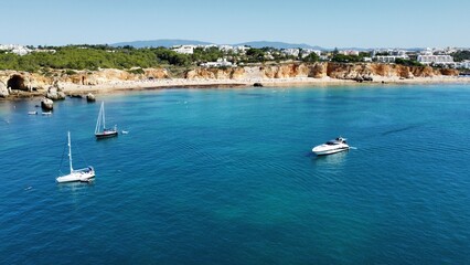Fototapeta premium Aerial view over Portimao Beach, Algarve