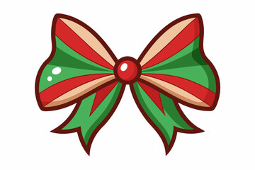 Fototapeta premium Christmas bow vector illustration an white background