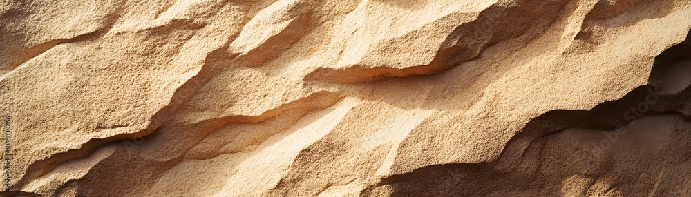 Poster close-up of a rough textured sand dune with subtle light and shadow