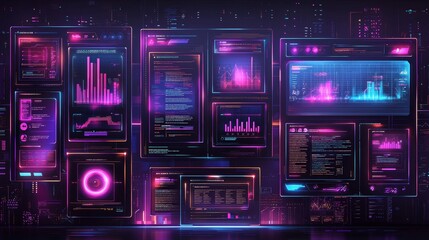 Fototapeta premium The vibrant world of synthwave neon generators visualizing data through stunning digital interfaces