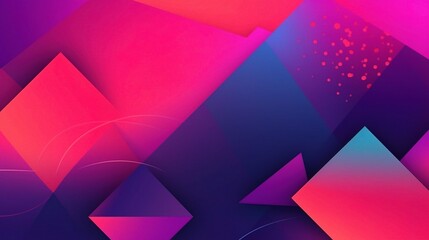 Obraz premium Abstract Geometric Gradient: A vibrant and dynamic composition featuring overlapping geometric shapes in a gradient of bold pink, purple and blue hues. This abstract design evokes a sense of energy.