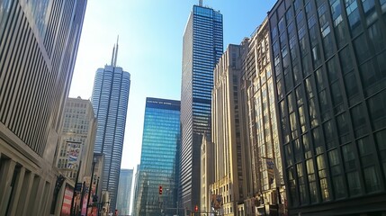 Fototapeta premium Modern business skyscrapers in Toronto's Financial District, downtown skyline.