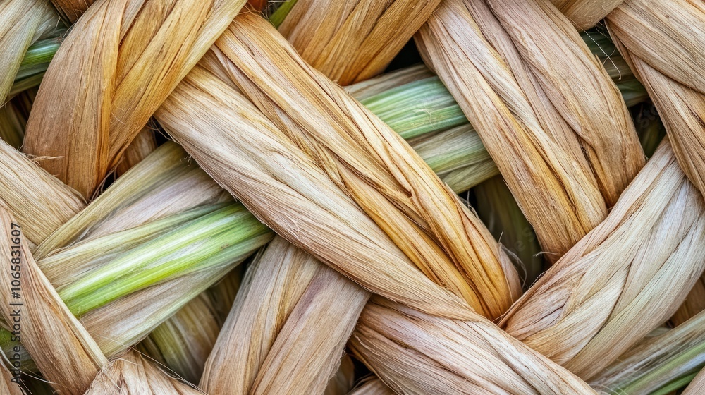 Poster close-up of woven natural fibers showcasing intricate patterns and textures.