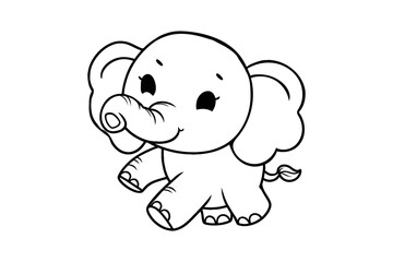 Fototapeta premium elephant Line drawing outline icon illustration isolated vector sign symbol. logo kids Coloring books color page.