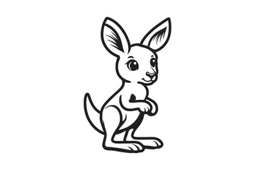 baby kangaroo cartoon kids books drawing colour page line art out line silhouette vector.