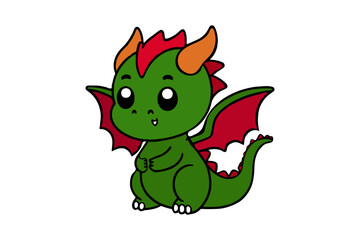 Fototapeta premium baby dragon line art vector illustration out line for baby books kids colouring books page color. hand drawn dinosaur line art.