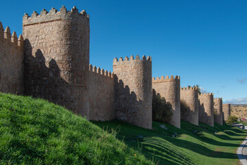 The walls of Avila, a World Heritage Site, in Avila, Spain