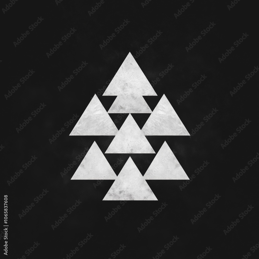 Aufkleber geometric triangle pattern on black background - modern and minimalist design