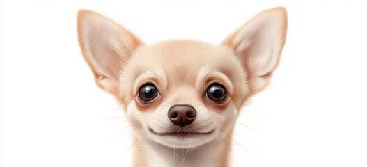 Obraz premium Cute chihuahua with big eyes looking straight at camera on white background