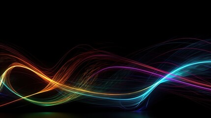 Obraz premium Colorful Waves of Light Against Black Background