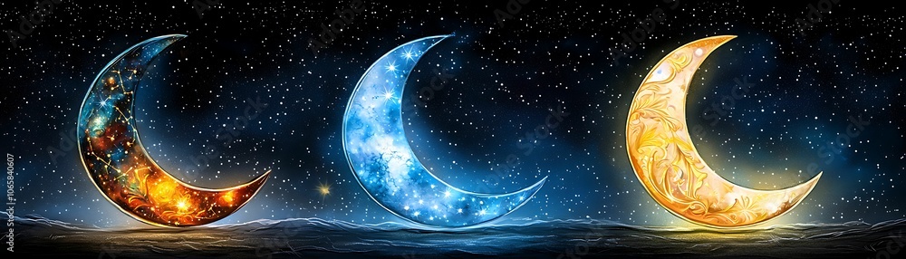 Poster celestial harmony a captivating journey through the cosmic phases of the moon in vibrant colors and 