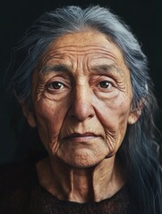Old woman with gray hair