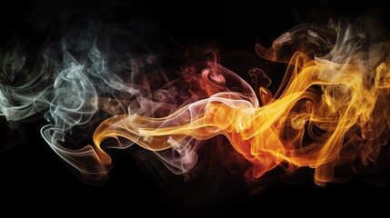 Abstract Smoke Swirls: A mesmerizing abstract image of swirling smoke in shades of gray, red, and orange against a stark black backdrop. The wispy tendrils create a sense of motion and energy. 