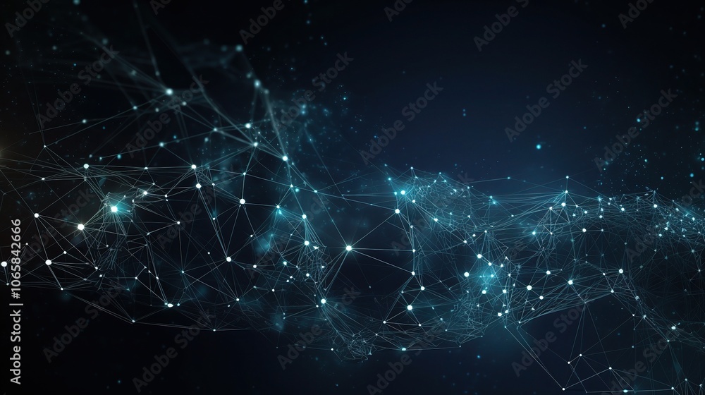Aufkleber digital abstract: a mesmerizing abstract background with glowing blue nodes and connecting lines, cr
