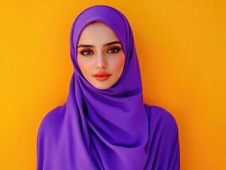 Naklejka premium Fashionable Purple Hijab on Model