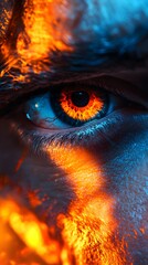 Naklejka premium Close-up of intense eyes with dramatic lighting and high detail