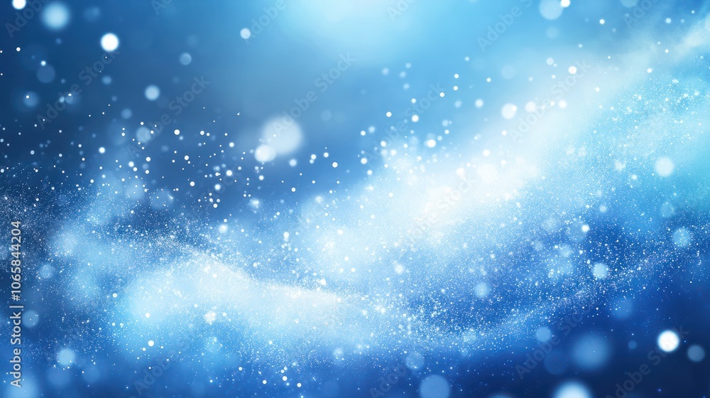 Poster blue and white abstract background with flowing particles. Digital future technology concept. vector illustration.